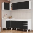 Ver imagem 2 de Armário de Cozinha Modulado de Canto Direito 4 Peças Cp40 Balcão sem Tampo Branco/preto - Lumil Lumi