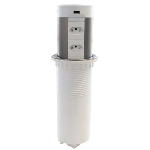 Torre de Embutir Plug-up 04 Tomadas 16a 02 Usb-a e Carregador por Indução Branca Hafele 01 Unidade