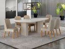 Ver imagem 1 de Conjunto Jantar 6 Cadeiras Maciça 2x1 Vdo Iza - Arbo Design- Off White Linho Bege