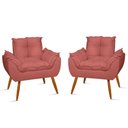 Ver imagem 1 de Kit 02 Cadeiras Poltronas Opala Suede Black Cor:rosa
