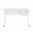 Ver imagem 2 de Mesa Escrivaninha Pés Metal 120cm x 60cm com Gaveteiro Suspenso 2 Gavetas F5 Office Cor:Branco