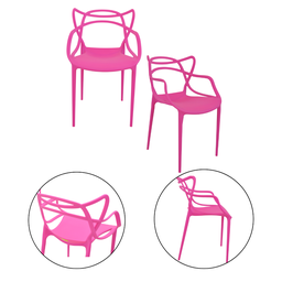 Kit 2 Cadeiras Allegra 100% Polipropileno Leve e Resistente:rosa - 1
