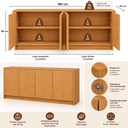 Ver imagem 5 de Balcão Aparador Buffet 4 Portas 180cm 100% MDF Carvalho Rose - Dalla Costa