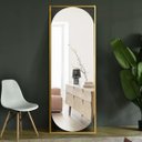 Ver imagem 1 de Espelho Grande Corpo Inteiro Geométrico Moldura Metal Industrial 170x70 Dourado