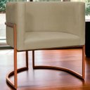 Ver imagem 2 de Poltrona Decorativa Recepção Luna Suede Cores Base de Ferro Bronze