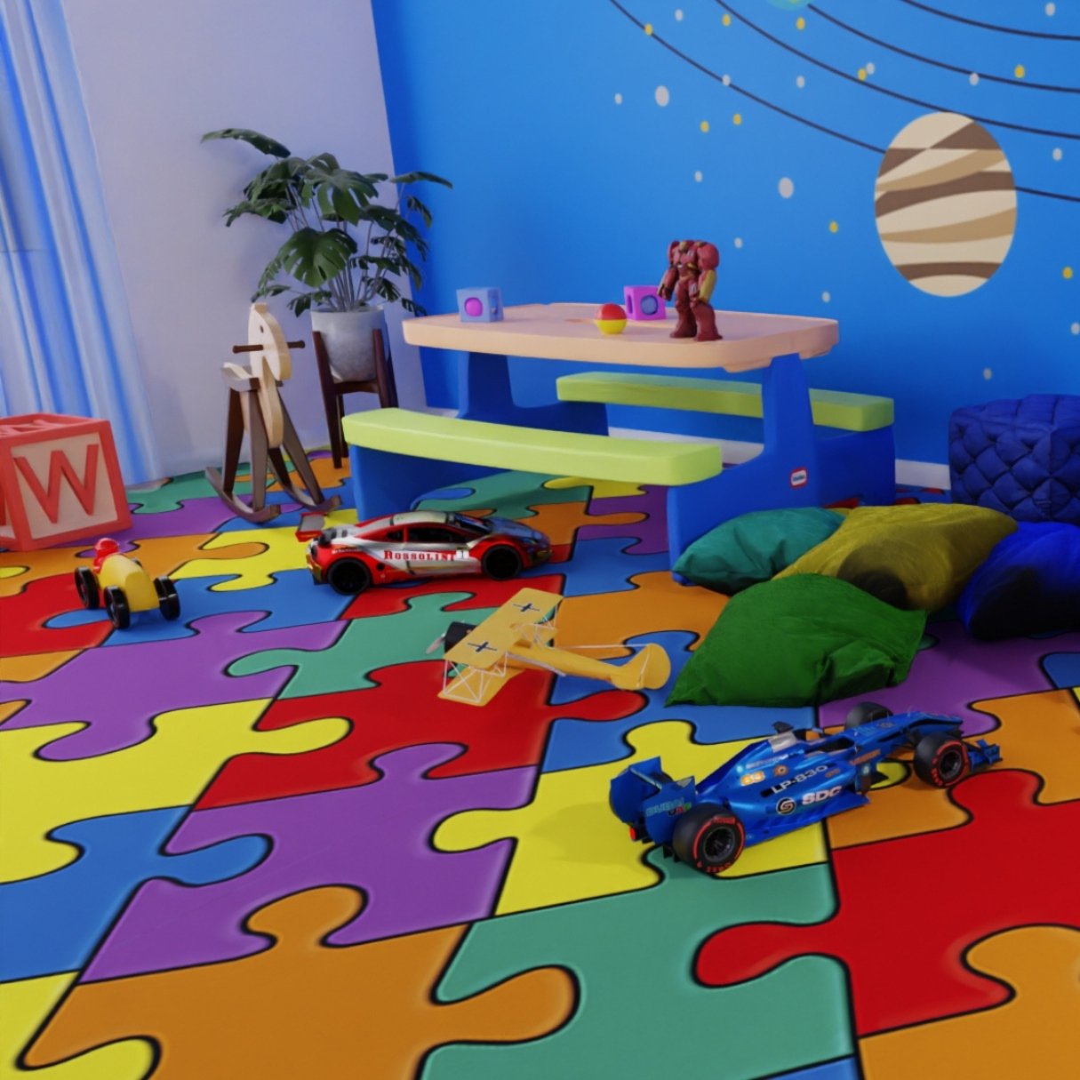 Piso Vinilico em Manta Semi-brilhoso Ambiente Infantil 2,5mm Quebra-cabeça 30m² - 2