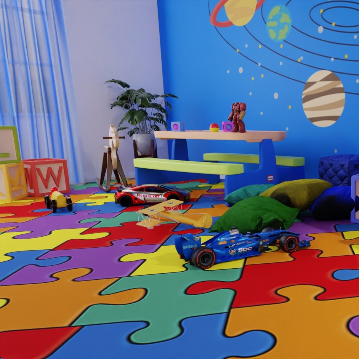 Piso Vinilico em Manta Semi-brilhoso Ambiente Infantil 2,5mm Quebra-cabeça 30m² - 4