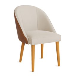 Kit 02 Cadeiras Poltrona de Jantar Bela Corano Nozes e Linho Bege Pés Palito Castanho - Pallazio - 3