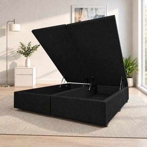 Base Box Baú Casal Bipartida Linho 1,38x1,88