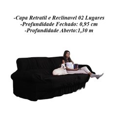 Capa para Sofá Retrátil e Reclinável 2 Lugares Preta - 5