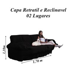 Capa para Sofá Retrátil e Reclinável 2 Lugares Preta - 6