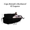 Capa para Sofá Retrátil e Reclinável 2 Lugares Preta - 6