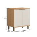 Ver imagem 3 de Balcão de Cozinha 80 Cm Bless 2 Portas 100% Mdf Jequitiba/off White Fosco - Linea Brasil