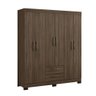 Guarda Roupa Armário Roupeiro Casal com Cabideiro 6 Portas 2 Gavetas Quarto Marrom Escuro - 2