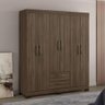 Guarda Roupa Armário Roupeiro Casal com Cabideiro 6 Portas 2 Gavetas Quarto Marrom Escuro - 1