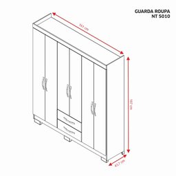 Guarda Roupa Armário Roupeiro Casal com Cabideiro 6 Portas 2 Gavetas Quarto Marrom Escuro - 3