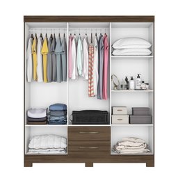 Guarda Roupa Armário Roupeiro Casal com Cabideiro 6 Portas 2 Gavetas Quarto Marrom Escuro - 4