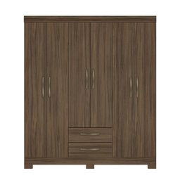 Guarda Roupa Armário Roupeiro Casal com Cabideiro 6 Portas 2 Gavetas Quarto Marrom Escuro - 5