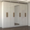 Ver imagem 6 de Guarda-roupa Casal Nirvana Plus 8 Portas 4 gavetas com Espelho Branco - Panorama Móveis