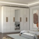 Ver imagem 1 de Guarda-roupa Casal Nirvana Plus 8 Portas 4 gavetas com Espelho Branco - Panorama Móveis