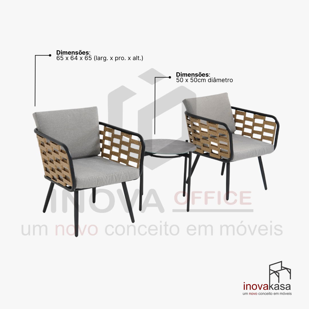 Conjunto para Área Externa Sunny com 2 Cadeiras, 1 Mesa - 3