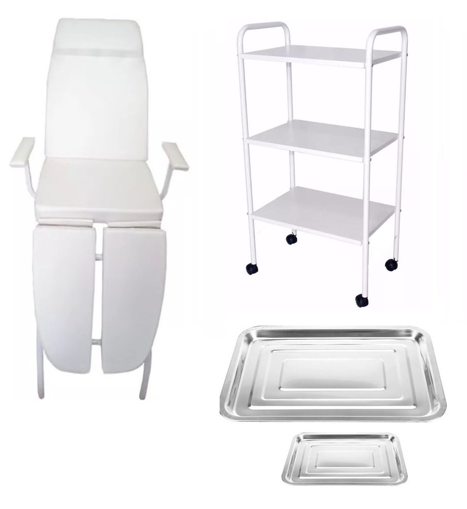 Kit Cadeira para Podologia Carrinho Brinde Fiscomed Kit Maca para Podologia