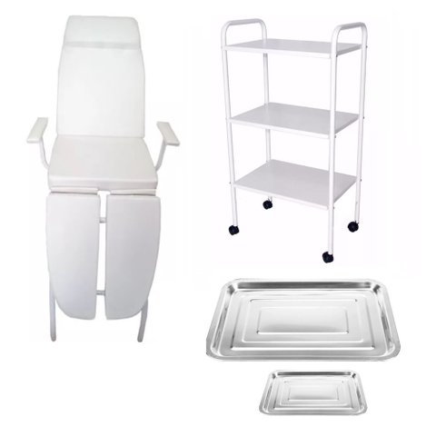 Kit Cadeira para Podologia Carrinho Brinde Fiscomed Kit Maca para Podologia