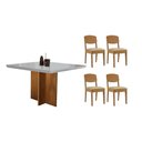 Ver imagem 1 de Conjunto: Mesa Sala Jantar Berlim Curvo 90cm + 4 Cadeiras Havana Naturale/off White - Linho Bege -
