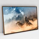 Ver imagem 1 de Quadro Decorativo em Canvas Lobos TaColado Moldura Flutuante 4,5cm Freijó 120 x 80cm