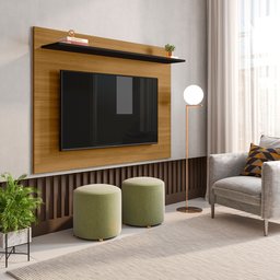 Painel Para TV até 50 Polegadas 1 Prateleira Columbia Espresso Móveis - 1