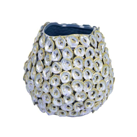 Vaso Decorativo Mares Decor em Ceramica Cinza P 25x28x26cm