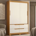 Ver imagem 2 de Guarda Roupa Solteiro Sole 2 Portas e 4 Gavetas Cinamomo/off White - Móveis Albatroz