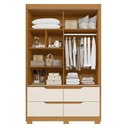 Ver imagem 4 de Guarda Roupa Solteiro Sole 2 Portas e 4 Gavetas Cinamomo/off White - Móveis Albatroz