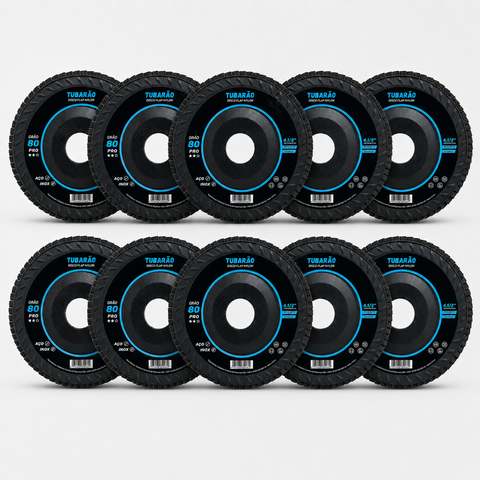 Disco Flap 4.1/2 Zirconio Grão 80 G80 Kit 10 Peças Tubarão
