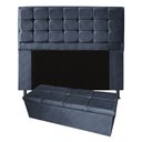 Ver imagem 1 de Kit Cabeceira + Calçadeira Baú Copenhague King Size 195cm Suede - Ecotec Decor:Cinza Escuro