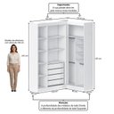 Ver imagem 3 de Guarda-Roupas Closet Modulado Roupeiro de Canto L sem Portas 4 Gavetas Sapateira Versatille Yescasa