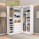 Ver imagem 4 de Guarda-Roupas Closet Modulado Roupeiro de Canto L sem Portas 4 Gavetas Sapateira Versatille Yescasa
