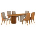 Ver imagem 1 de Mesa de Jantar 1,80x1,00m Orgânica Cinamomo Off White com Kit 6 Cadeiras Belle Sintético Terracota