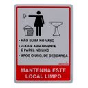 Ver imagem 1 de Placa de Sinalização 15x20 cm Informativa Vermelha para Banheiro Bemfixa