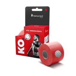Bandagem Elástica Adesiva Kinesiológica Dellamed Alivia Dor e Lesão Muscular Red Fire - 1