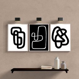 Kit 3 Quadros Decoração Minimalista Preto e branco 33x24cm:madeira Branca - 2