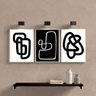 Kit 3 Quadros Decoração Minimalista Preto e branco 33x24cm:madeira Branca - 2