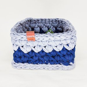 Cesto Multiuso Quadrado Azul com Cinza Mescla