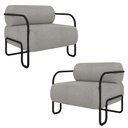 Ver imagem 1 de Kit 2 Poltronas Decorativas Sala de Estar Polatsk Base Industrial de Ferro Bouclê Cinza G33 - Gran B