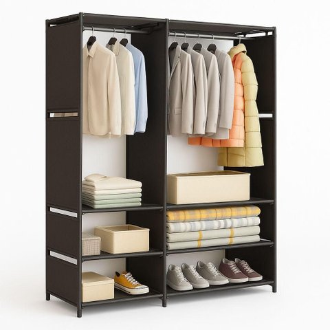 Organizador de Roupas 2 Colunas Aberto Closet Desmontável - Preto