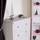 Ver imagem 5 de Cômoda de Madeira Maciça com 4 Gavetas Branco Lavado