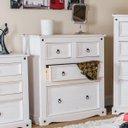 Ver imagem 3 de Cômoda de Madeira Maciça com 4 Gavetas Branco Lavado