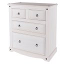 Ver imagem 1 de Cômoda de Madeira Maciça com 4 Gavetas Branco Lavado
