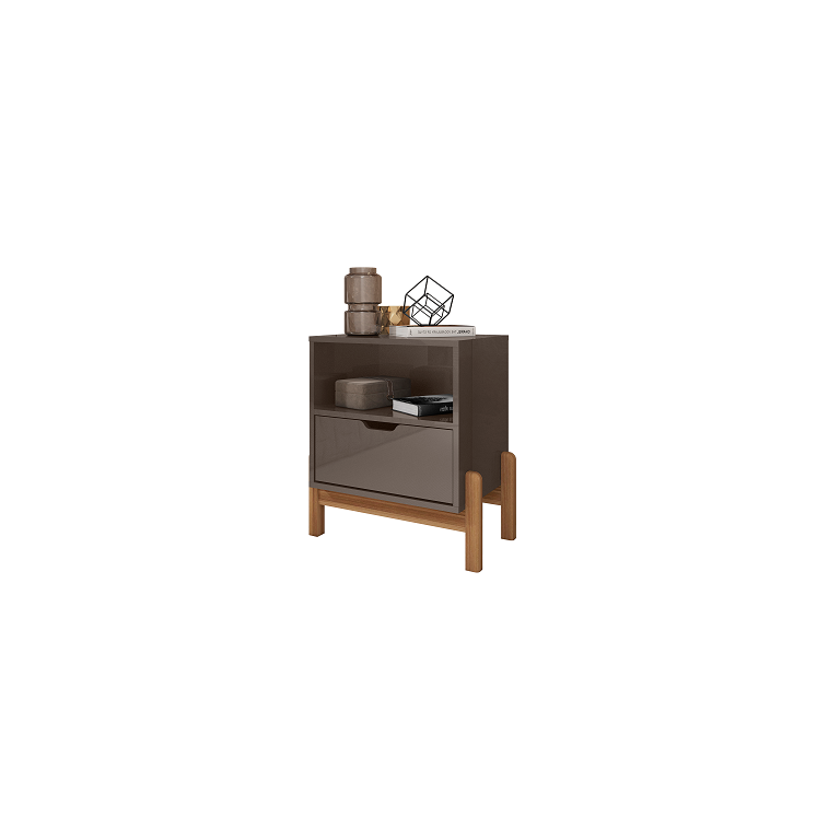Mesa de Cabeceira Antares Cinza Perola - Casa D Móveis