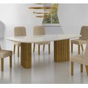 Ver imagem 1 de Mesa Isís Tampo Orgânico Off C/vidro 6 Cadeiras Isís Leifer